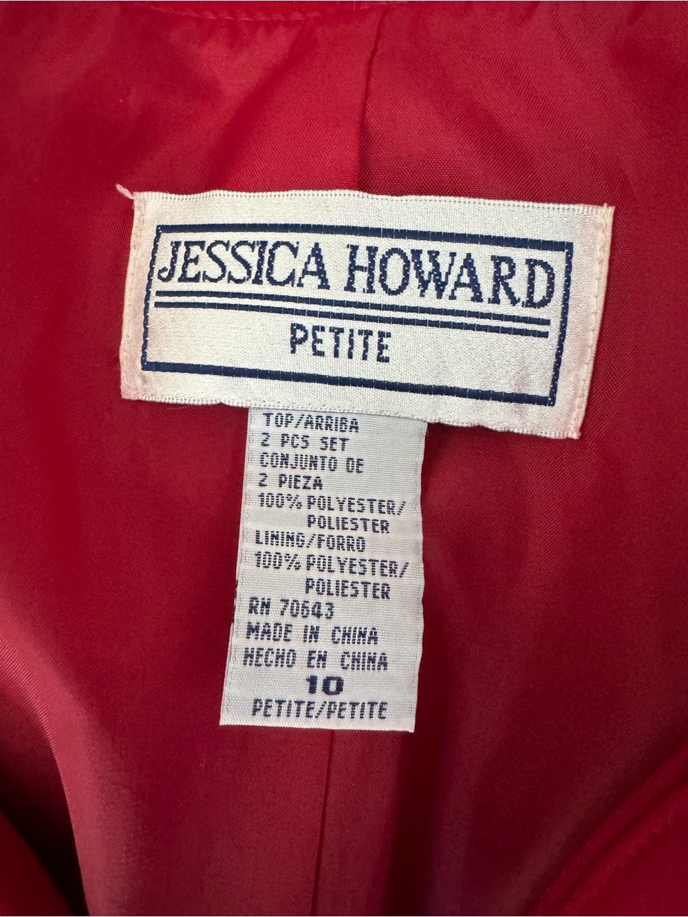 Jessica Howard Petite Red Two-Piece Dress Suit Women’s Size 10P - Picture 4 of 6